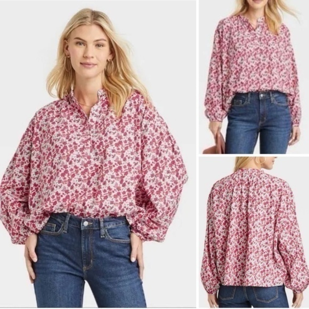 Universal Thread Balloon Long Sleeve Poet Blouse 29” P2P NWOT